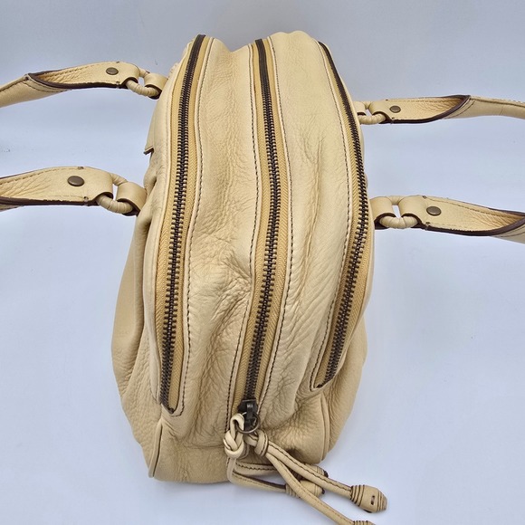 Cole Haan Leather Satchel Handbag Cream Neutral Top Handle Bag Women - Picture 7 of 14